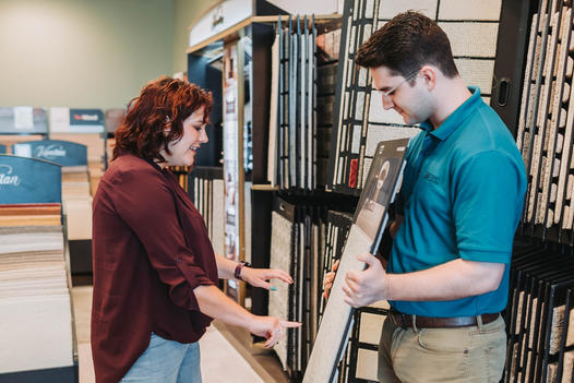 Flooring Consultant Showing Vinyl LVP